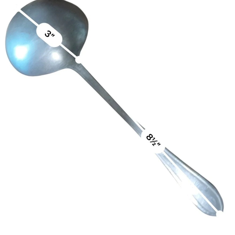 Vintage Aluminum Small Ladle Sauce Spoon Ornate Border Handle Matte Silver Tone